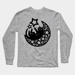 Starry Lunar Cat in the Moon Long Sleeve T-Shirt